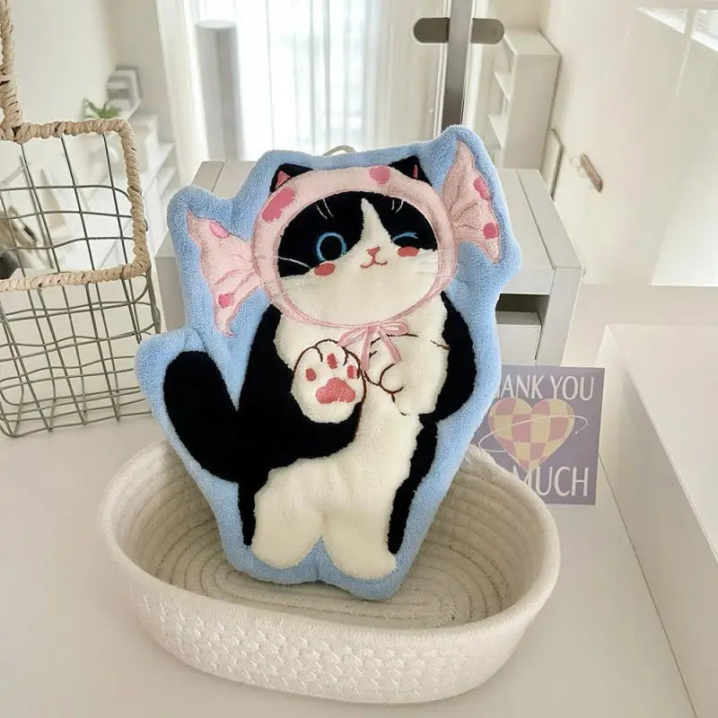 Kitchen Kawaii Cat Hand Wipe Cleaning Cloth Bathroom Hanging Towel Qme