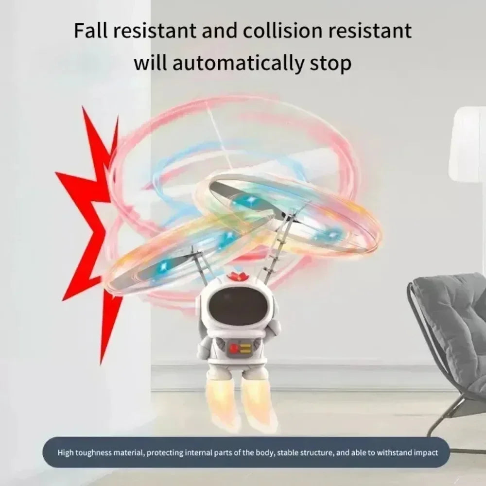 Creative Mini Astronaut Drone Cartoon Spaceman Flying Robot Toys with USB Charging Hand Control Helicopter Kid Boy Christma Gift Qme