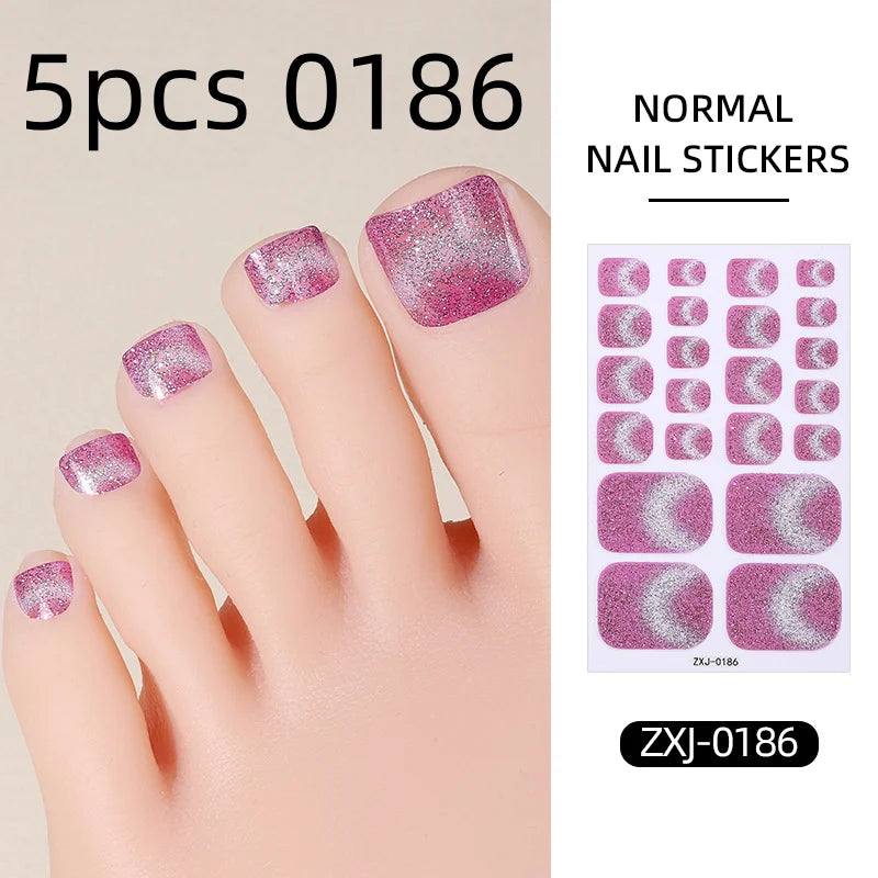 Cat Eye Style Nail Art Stickers Self adhesive Stickers For Toe Nails Full Cover Toenail Polish Stickers DIY Foot Decals Qme 5pcs 0186