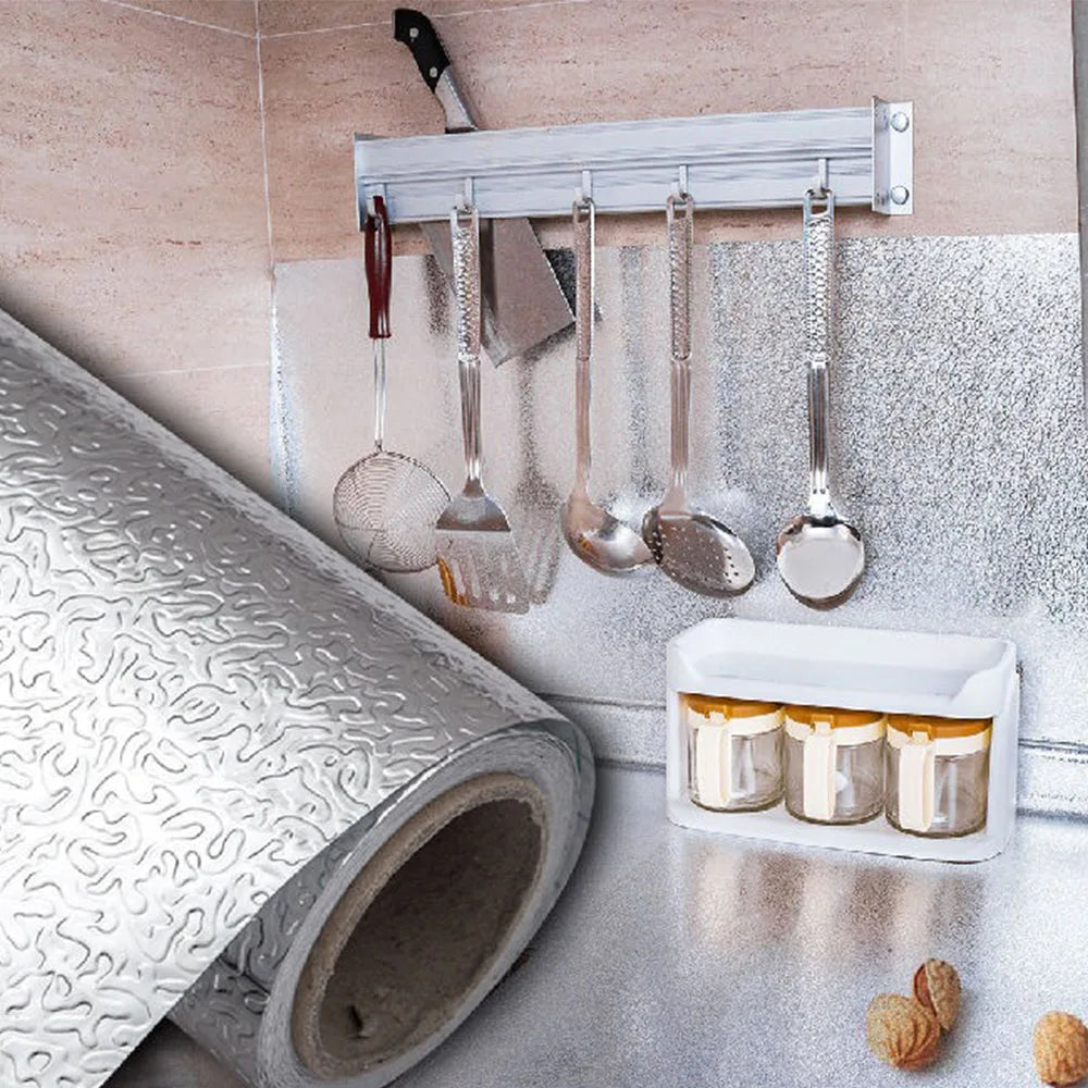 Silver Self Adhesive Temperature Resistance Wallpaper Waterproof Oil Qme