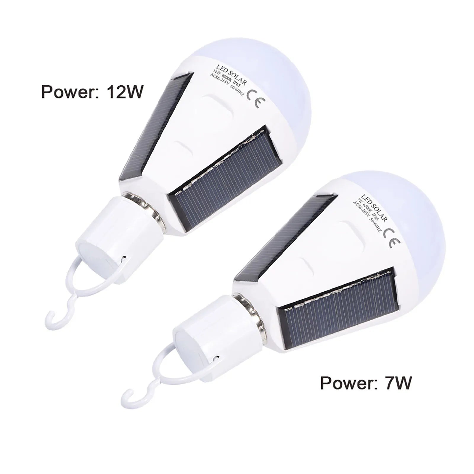 Solar LED Light Bulb with Solar Panel Portable Emergency Camping Lamp Waterproof Outdoor Hiking Light Cold White Qme