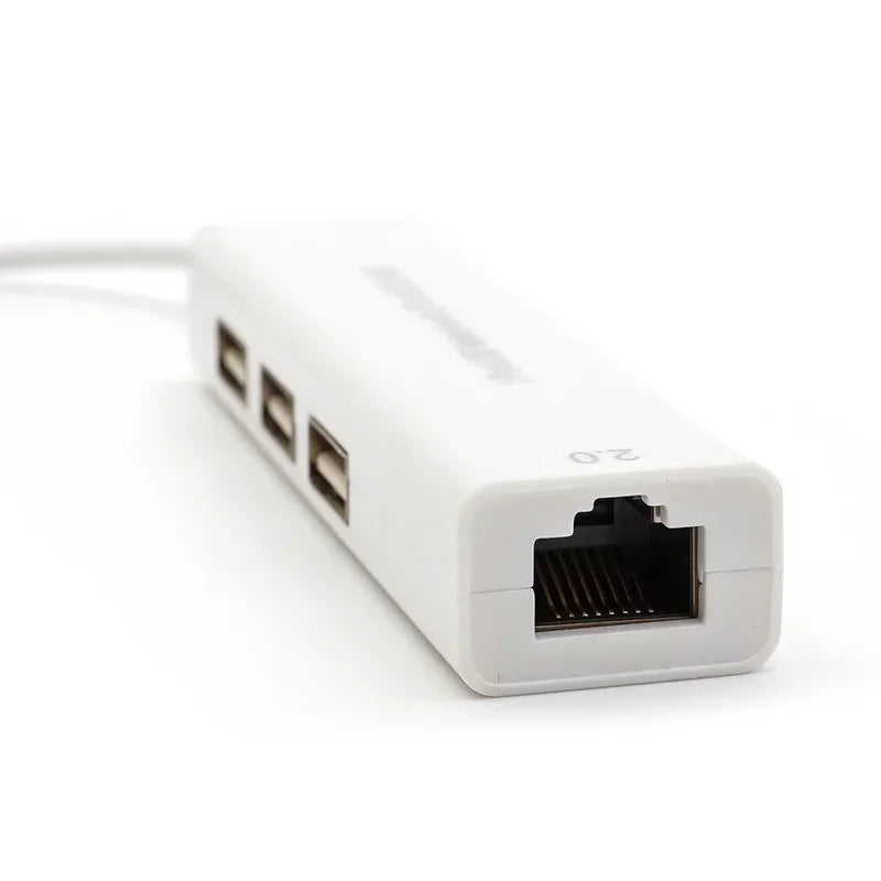 USB Ethernet USB To RJ45 Hub 10/100M Ethernet Adapter Network Card with 3 Ports USB Hub Lan Driver Free for Macbook Windows Qme WHITE