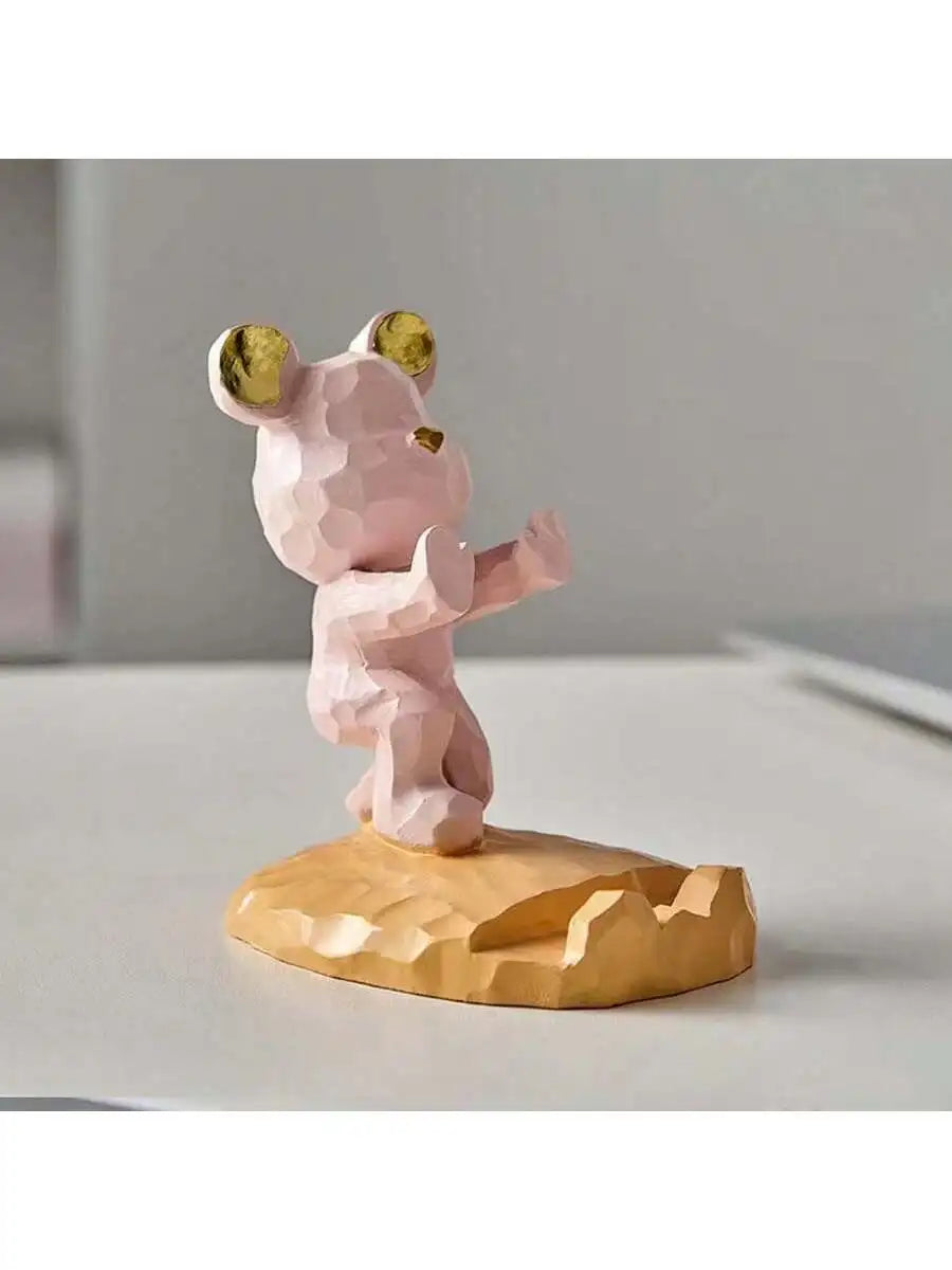 1 Cute Bear Shaped Phone Holder Decoration Compatible Mobile Phones Qme pink