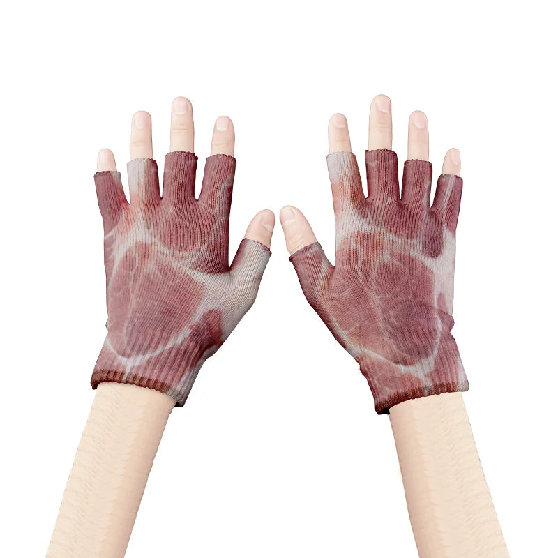 Meat Design Winter Autumn Men's Fun Pork Belly Pattern Gloves Women's Qme