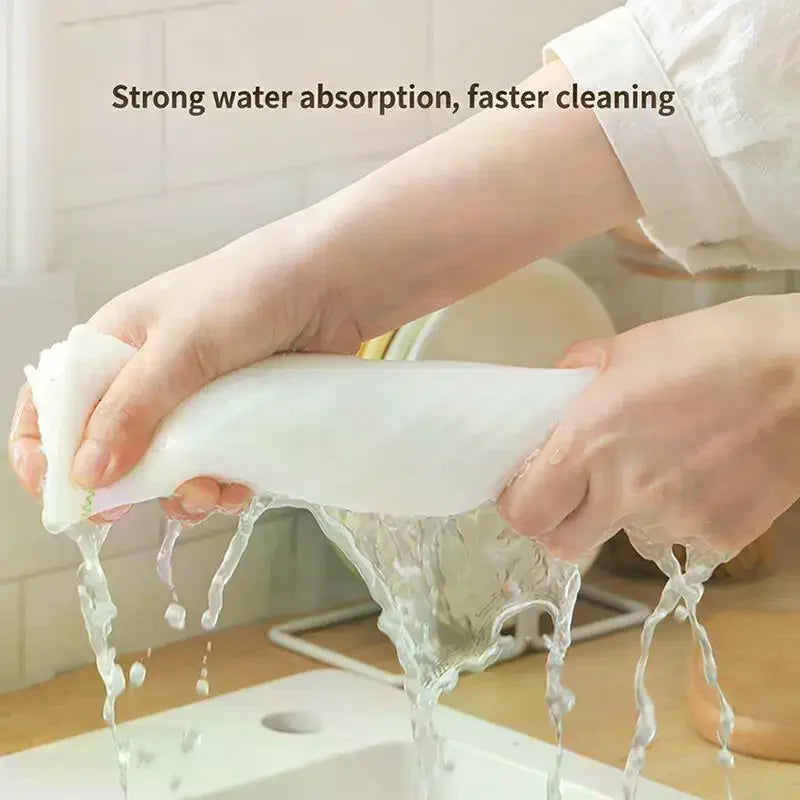 10Pcs Dishwashing Cloth Kitchen Rainbow Cloth Absorbent But Not Shedding Hair Table Cleaning Towel Household Thick Scouring Pad Qme
