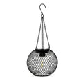 Solar wrought iron lantern lamp retro net chandelier outdoor garden decoration hollow lantern Qme black