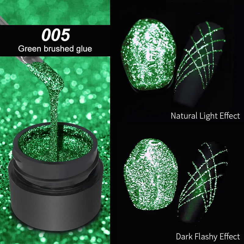 6 Colors Metallic Glitter Liner Gel Nail Polish Reflective Painting Qme 005