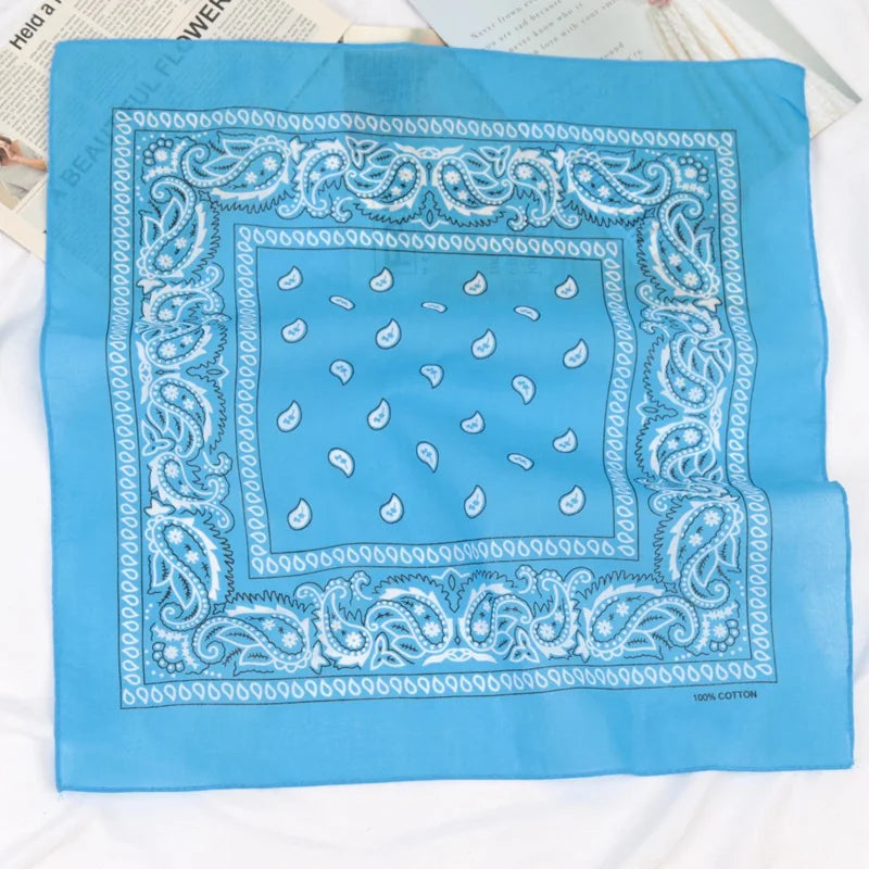 Unisex Cotton Bandana Kerchief Hip Hop Black Hair Band Neck Scarf Qme A14