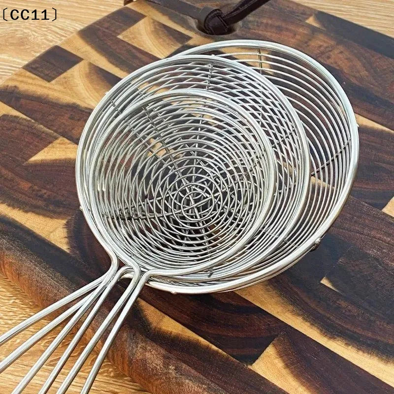 Stainless Steel Spider Strainer Heat Resistant Non-slip Red Handles Qme