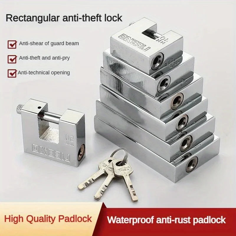 Heavy Duty Cross-Beam Padlock, Anti-Theft Steel Lock with 3 Keys, for Home & Outdoor Security Qme