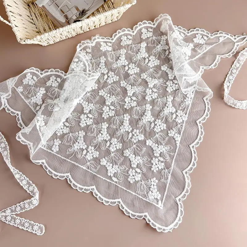 Vintage Boho Lace Trim Triangle Headscarf Multi-functional Qme A7