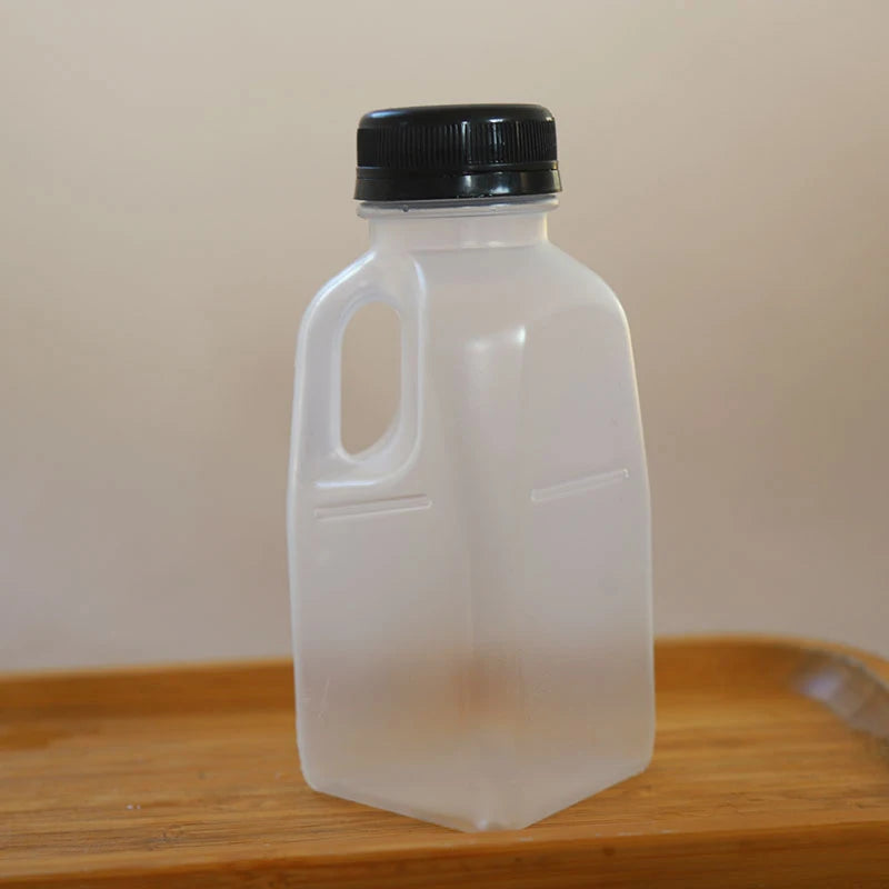 Transparent Kids Water Bottle Plastic Juice PET Milk Beverage Lid Qme Black