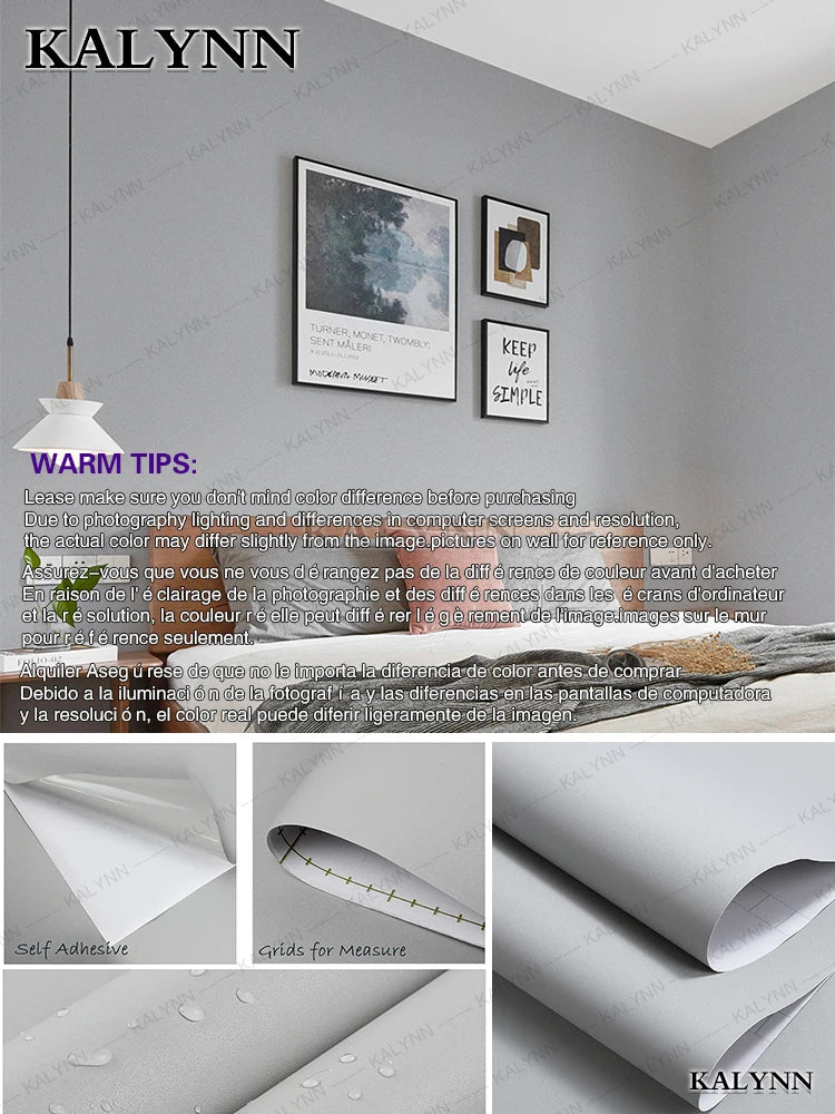 PVC Waterproof Vinyl Wall Contact Paper Dark Green Self-adhesive Qme Light gray 1000cmx55cm