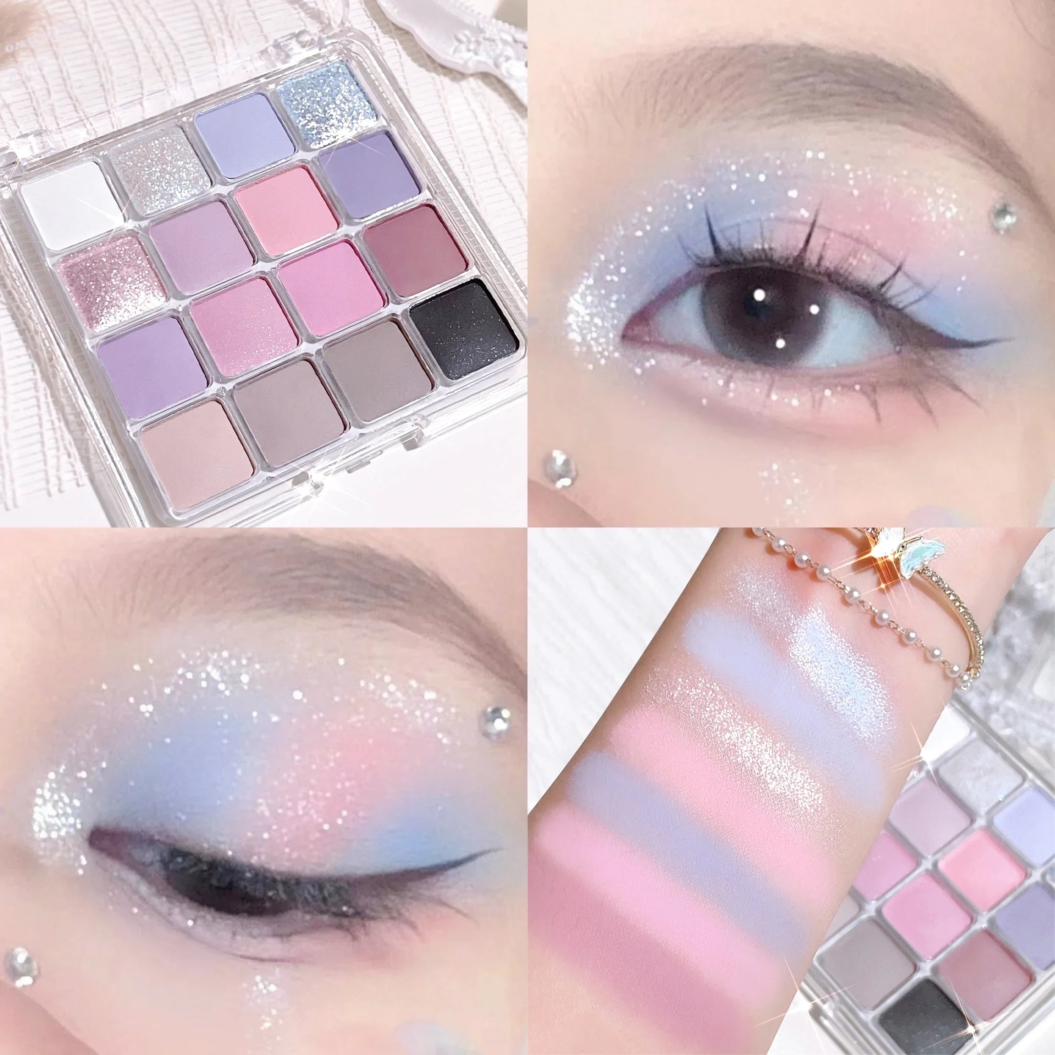 XIAOYUMI 16-Color Sunset Contour Highlighter Palette Waterproof Qme blue series