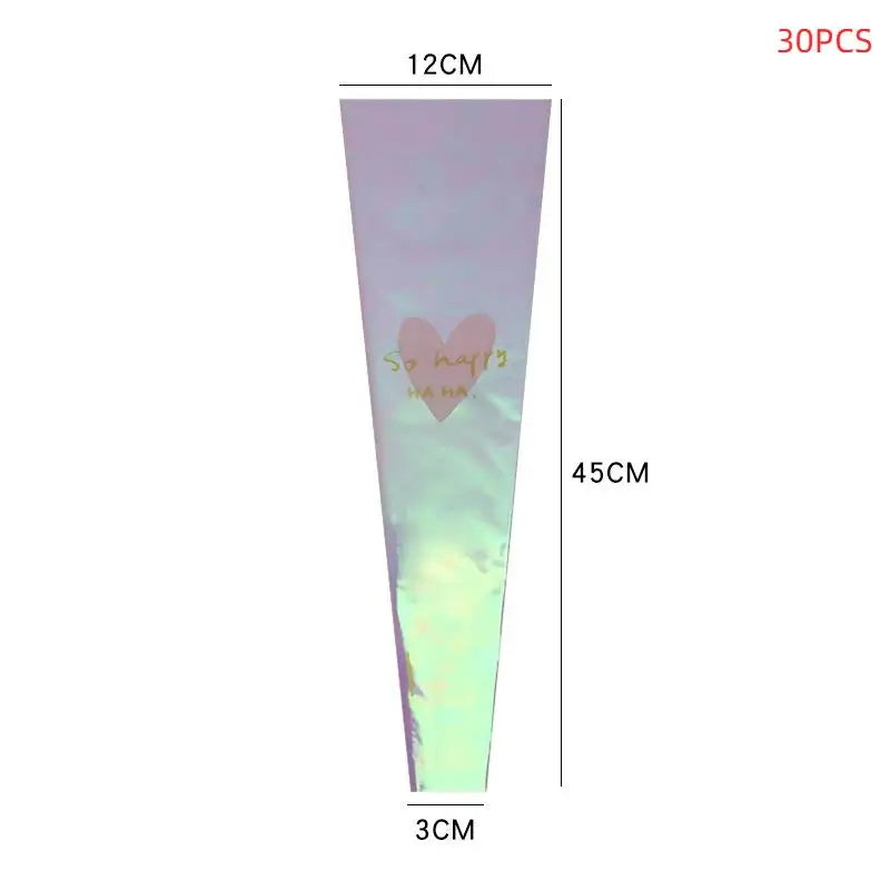 30pcs Transparent Rose Packaging Bags Flower Bouquet Plastic Bag Bouquet Wrapping Paper One Straight Bag Flower Packagin Qme M
