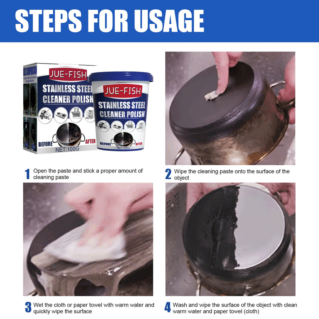 Pot Bottom Cleaner Stainless Steel Cookware Black Rust Clean Oil Descaling Polish Metal Surface Stainless Steel Cleaning Paste Qme