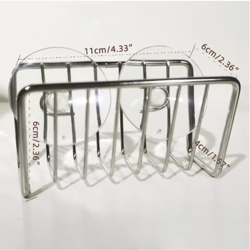 No-Drill Iron Sponge Holder Rack - Over Sink Draining Shelf, Wall-Mounted Kitchen Organizer for Dish Scrubber & Soap Dispenser Qme yuanse