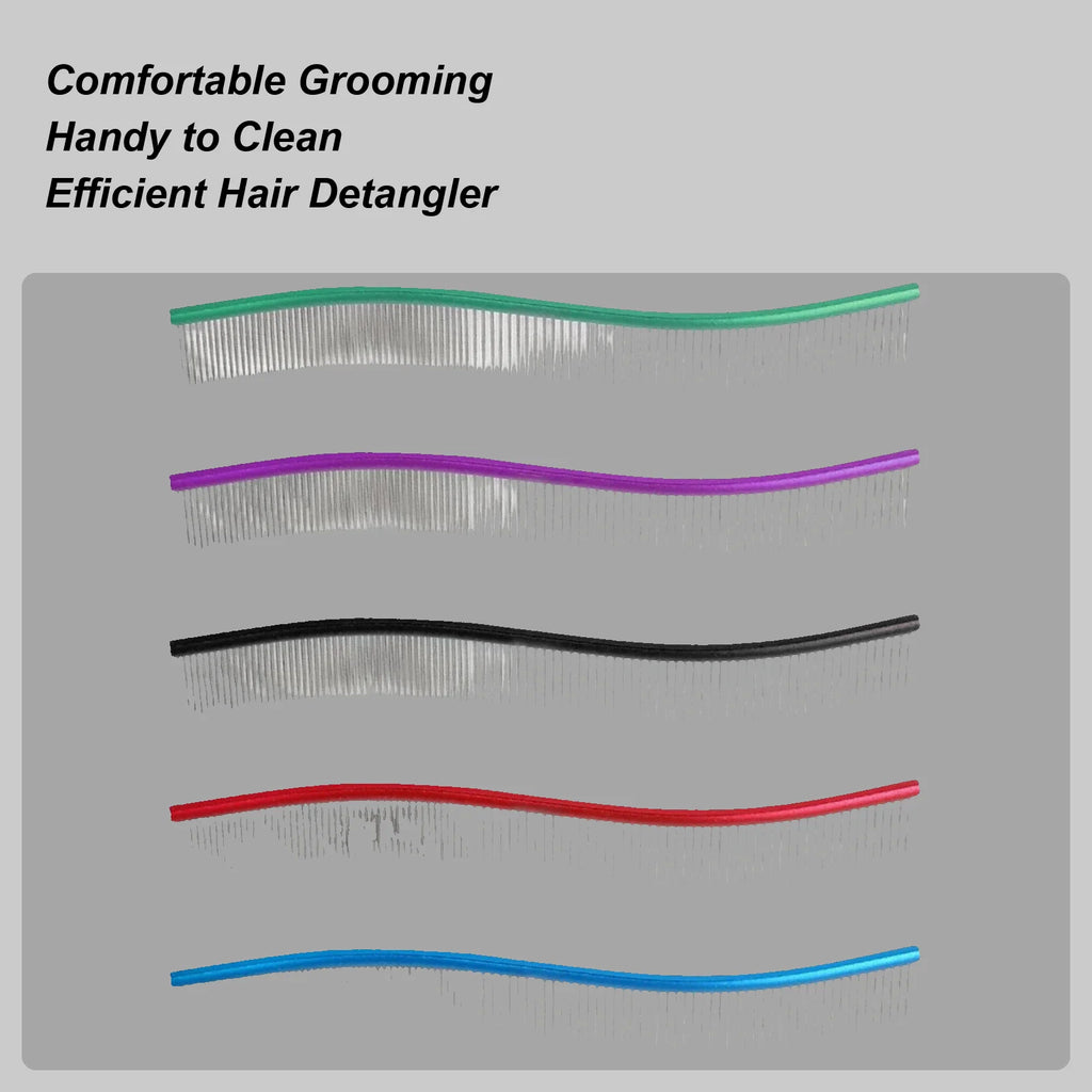 Dog Comb Pet Grooming Hair Removal Curved Comb Pet Comb Metal Teeth Comb for Dogs & Cats Pet Hair Comb for Home Grooming Removes Qme