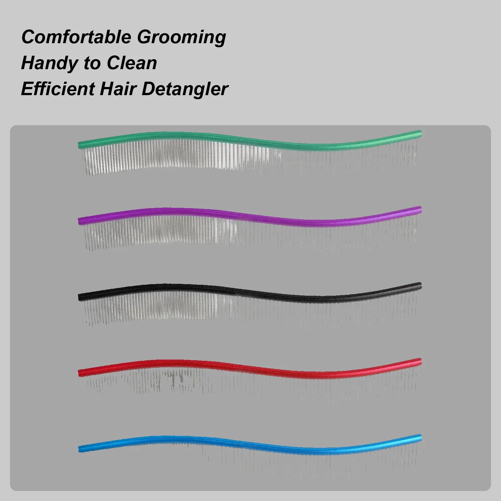 Dog Comb Pet Grooming Hair Removal Curved Comb Pet Comb Metal Teeth Comb for Dogs & Cats Pet Hair Comb for Home Grooming Removes Qme