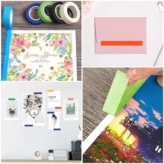 12 Rolls Colored Masking Tape Adhesive Painters Textured Paper Roll Stickers Decoration DIY Marker Label Drafting Craft Qme