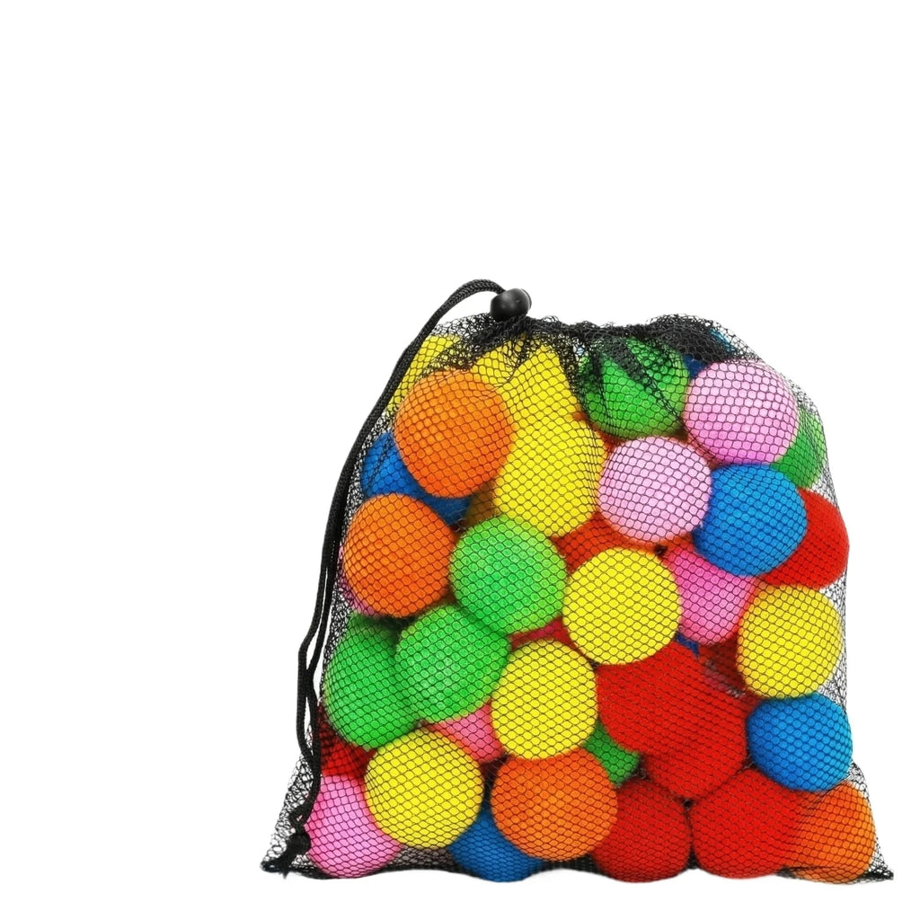 50PCS Sponge Water Fight Water Balls for Kids Playhouse Playpen Soft BPA Free Balls with Mesh Storage Bag Indoor and Outdoor Use Qme