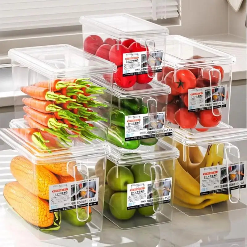 Clear Plastic Fridge Storage Box Kitchen Refrigerator Organizer Qme