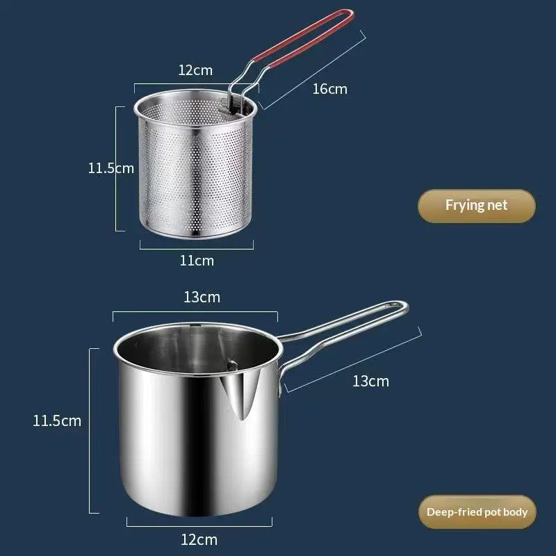 Deep Frying Pot Kitchen Fryer Strainer Stainless Steel Tempura Pan Qme A