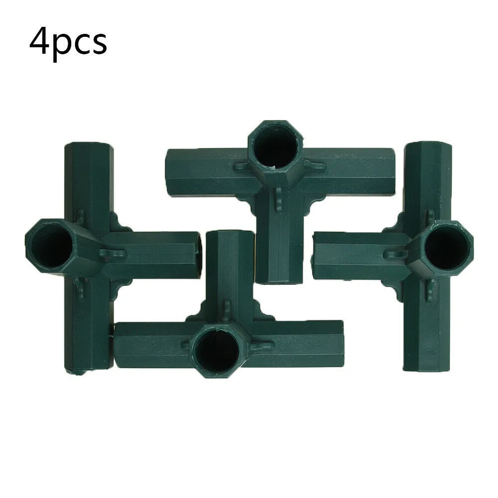 4 Pcs Plants Connectors Kit Plastic Greenhouse Frame Canes Building Connector Set 16-17mm Outdoor Garden Structure Pole Joints Qme B