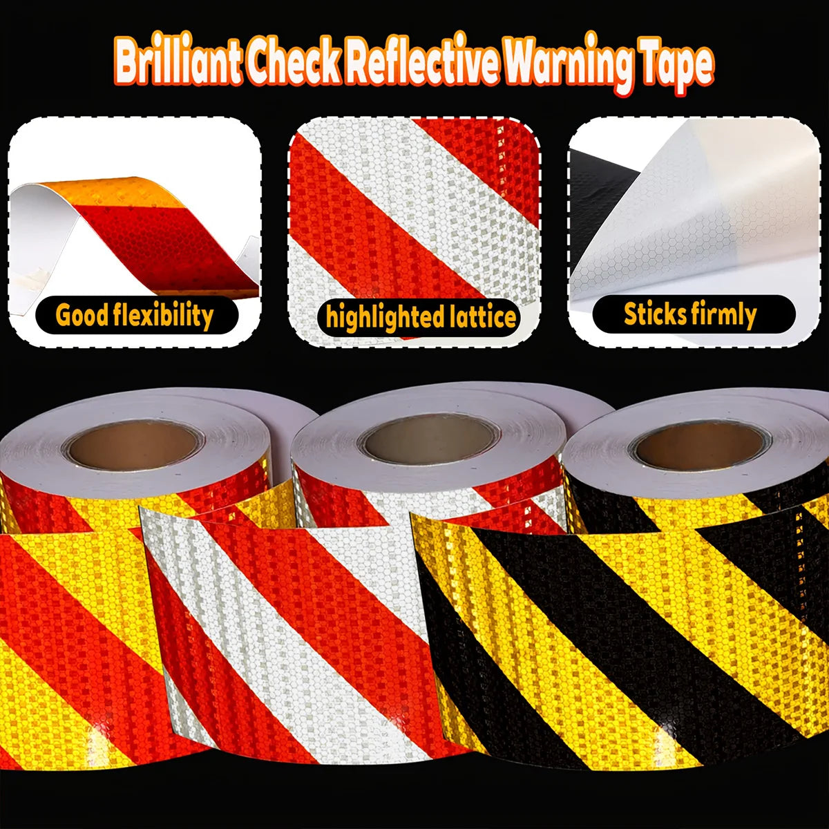Twill ReflectiveTape High Visibility Self-Adhesive Safety Warning Sticker Conspicuity For Truck Qme