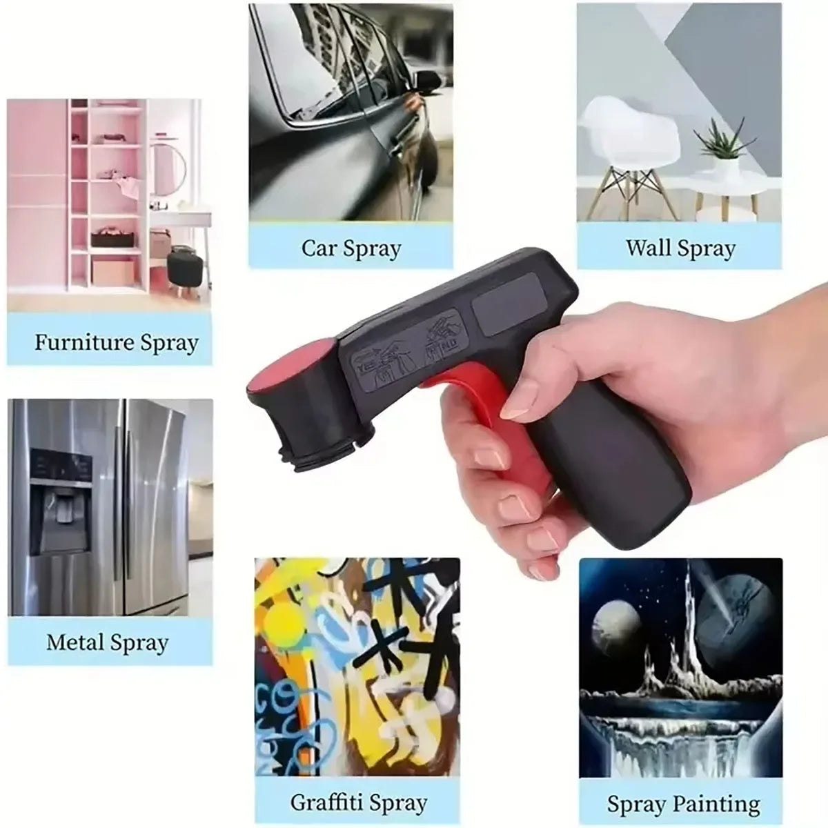 1 Plastic Portable Spray Paint Handle Universal Reusable Car Changing Qme
