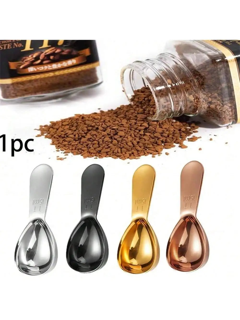 Stainless Steel Short Handle Coffee Measuring Spoon Scale Marks Qme