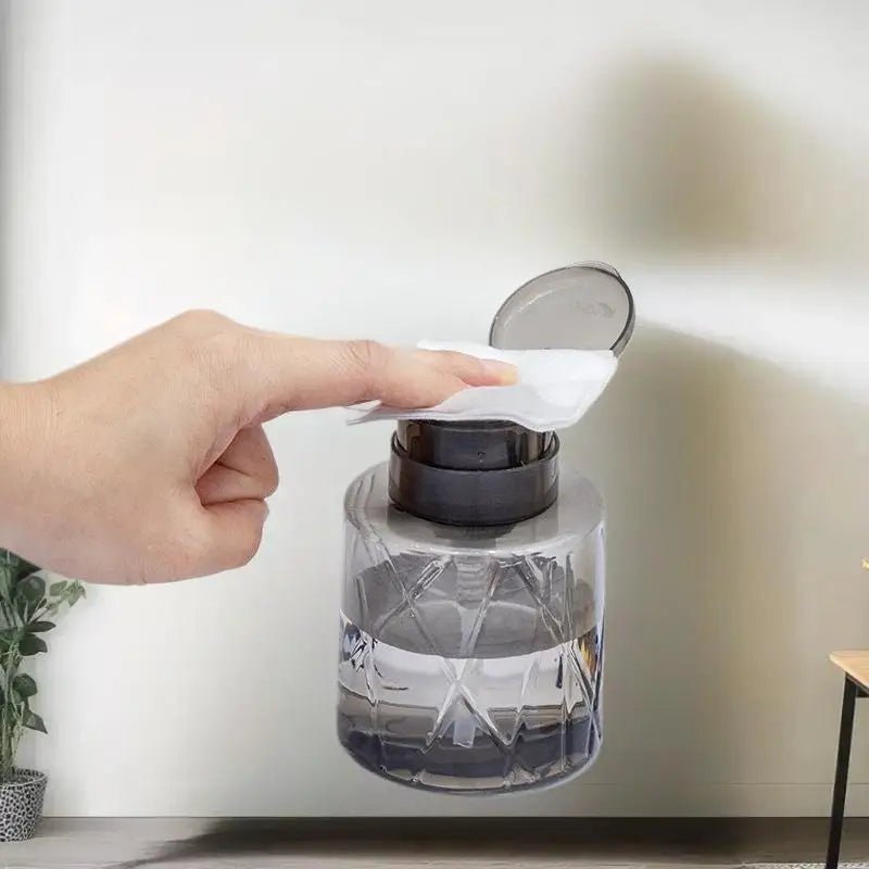 Refillable Lockable Pump Dispenser Empty Press Bottle Nail Cleaner Qme