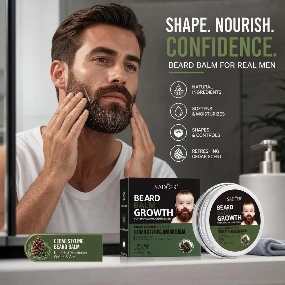 Cedar Styling Beard Balm Men Promotes Growth Styles Strengthens Qme