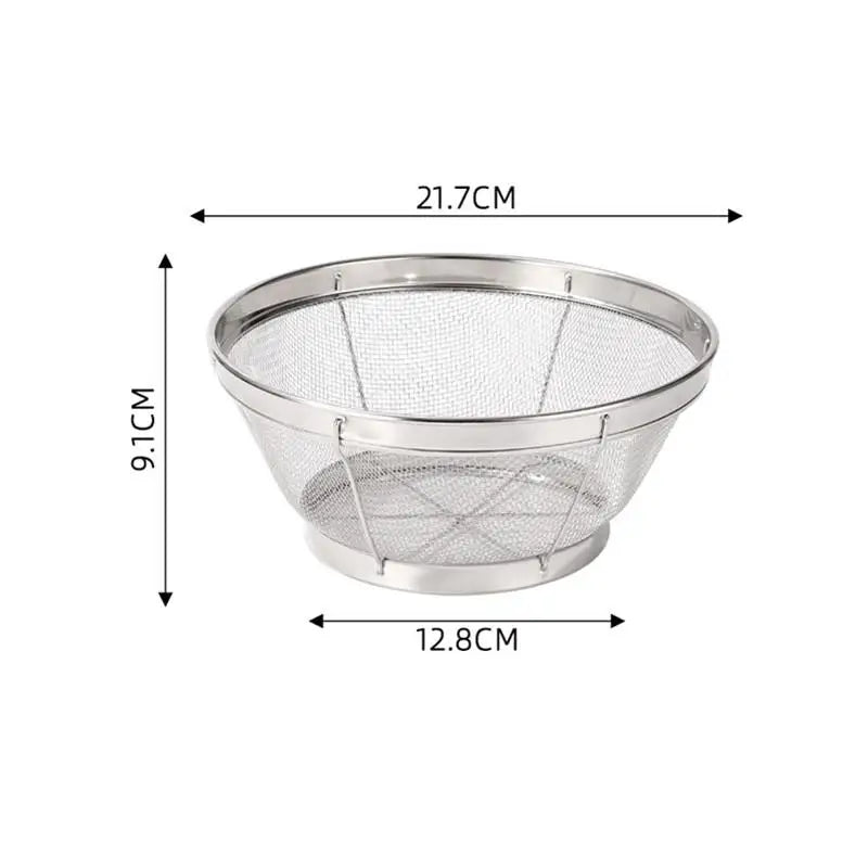 Stainless Steel Rice Washing Sieve Fine Mesh Basket Kitchen Colander Qme 22cm