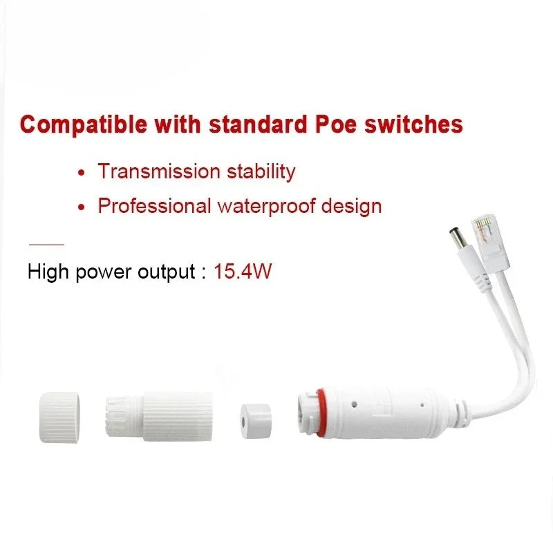 2pcs 48V to 12V POE Spliter Waterprrof With Video And Power Adapter Cable Supply Module Injector for IP Camera Extender Qme