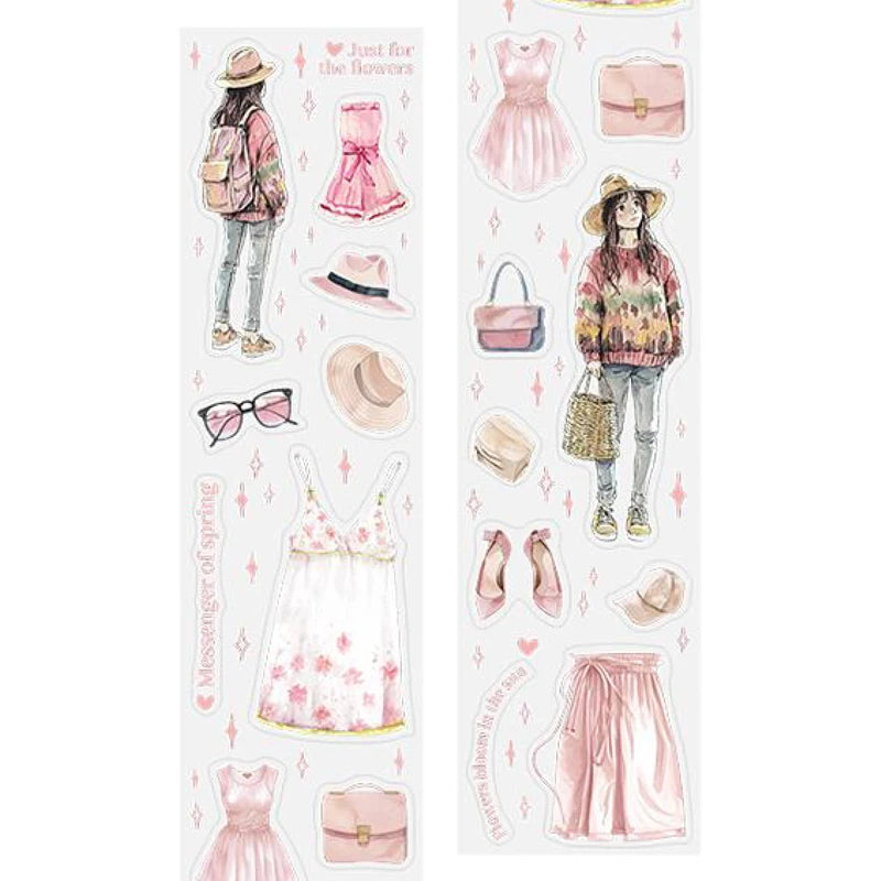 1 Roll Daily Collage Outfit Theme Die-Cut Washi Tape, Suitable for Scrapbooking DIY Scrapbook Collage Supplies, Phone Case Qme 4