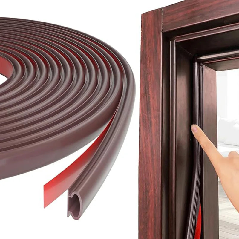 6-15M Sound Proof Door Window Sealing Strip Weatherproof Anti-Collision Strip Self-Adhesive Anti Dust Door Seal Rubber Strip Qme Brown 10M 9mm