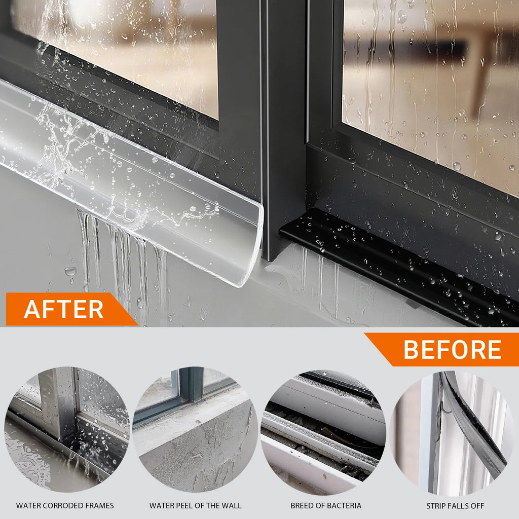 600cm Window Rain Drip Guard Waterproof Rubber Edge Sealing Strip Waterproof Door Window Rain Deflector Water Barrier Strip Qme