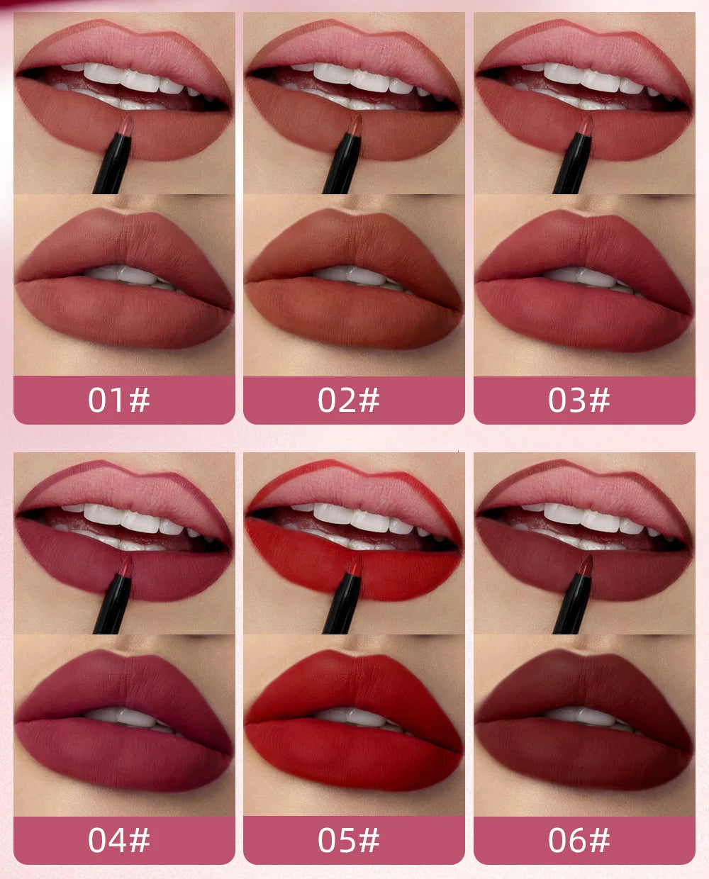 2 In 1 Double-end Lipgloss Lipliner Moisturizing Lipgloss Waterproof Long Lasting Matte Lip Liner Pen Makeup Lipliner 6 Colors Qme
