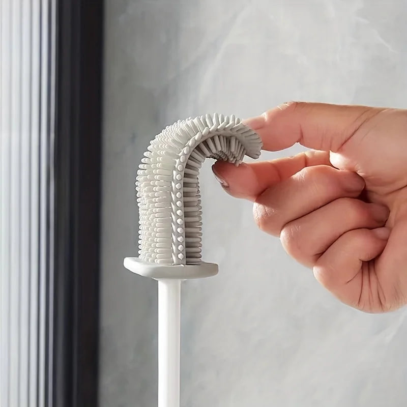1 Toilet Cleaning Brush Soft Rubber Flat Head Base Qme