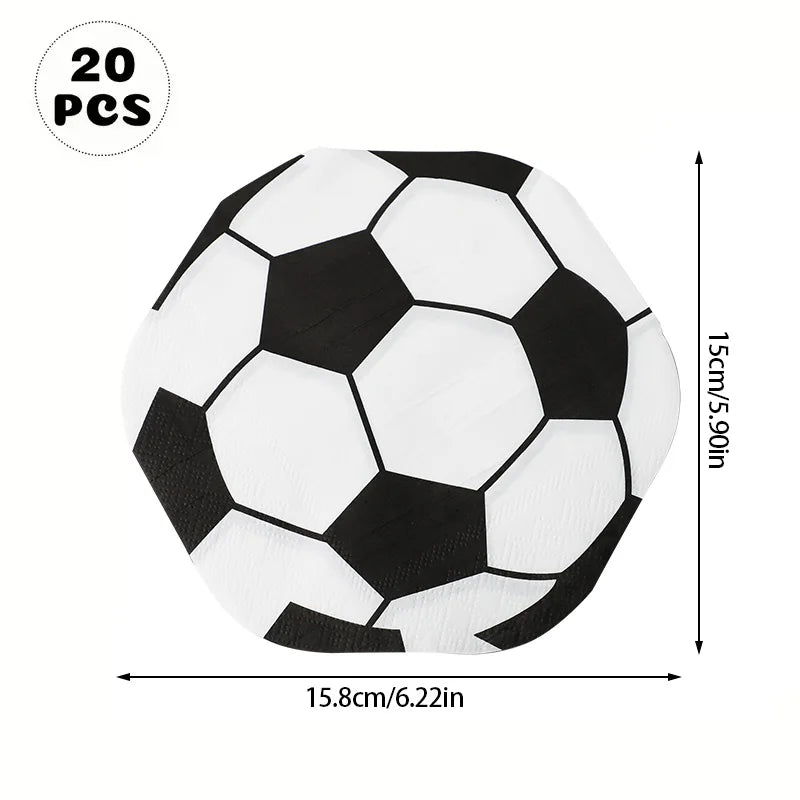 20Pcs Football Shaped Napkin Soccer Party Disposable Tableware For Kids Boys Sports Birthday Party Table Decoration Supplies Qme