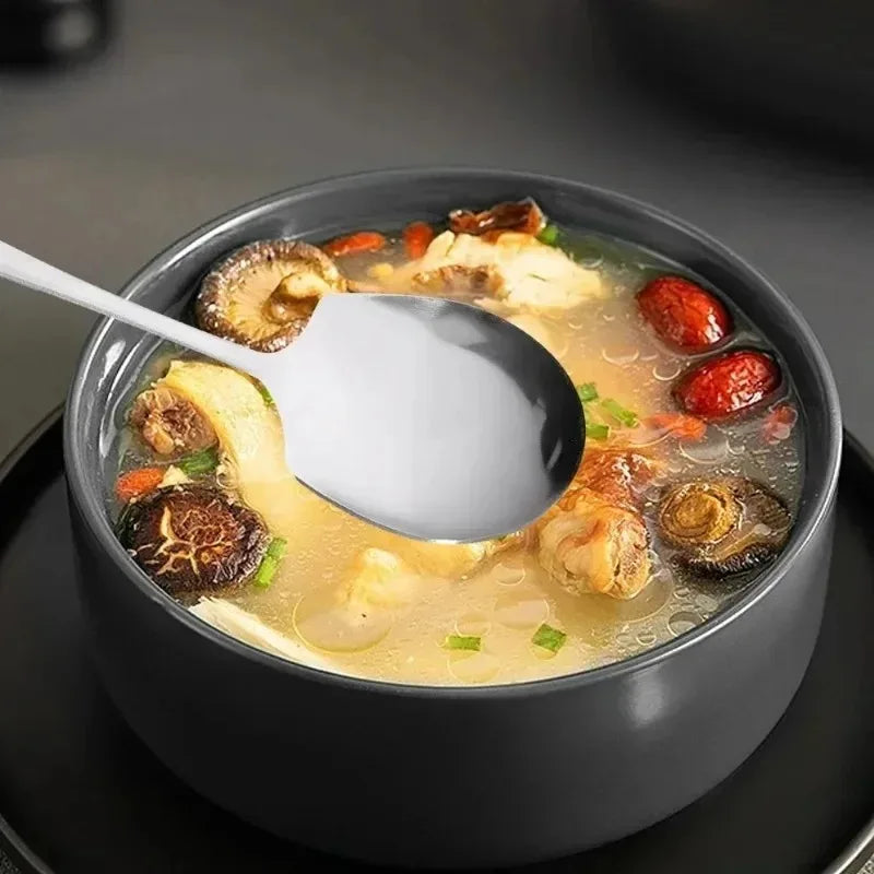 2/1Pcs Stainless Steel Spoon Large Long Handle Spoons Kitchen Cutlery Rice Dumpling Porridge Soup Scoops Restaurant Tableware Qme