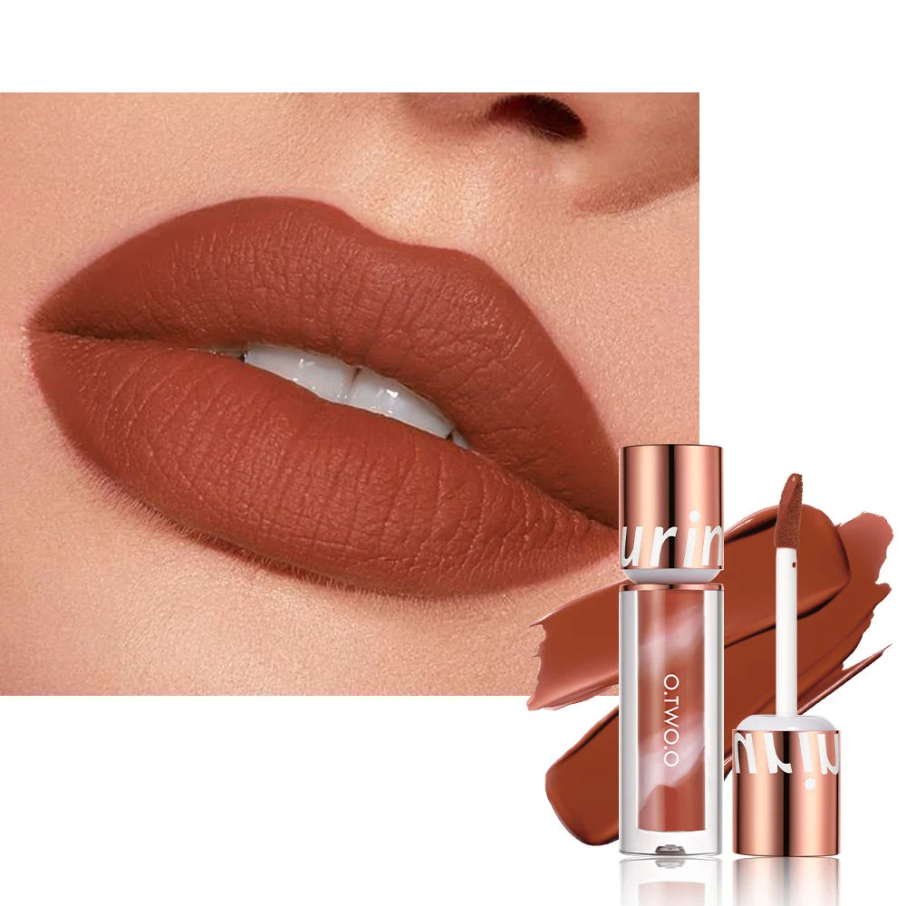 O TWO Lipstick Lip Gloss Waterproof Velvet Non-stick Cup Ultra Stay Qme 04 Pumpkin Brown China Mainland