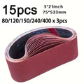 15pcs 3x21(75x533) Inch Sanding Belt Sanding Paper Suitable For Sanding Machine Grinding Woodworking Metal Polishing Qme 15pcs