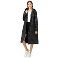 Adult Solid Color Button Raincoat with Hooded Waterproof Windproof Eva Thickened Whole Body One-piece Raincoat Home Essential Qme Black One Size