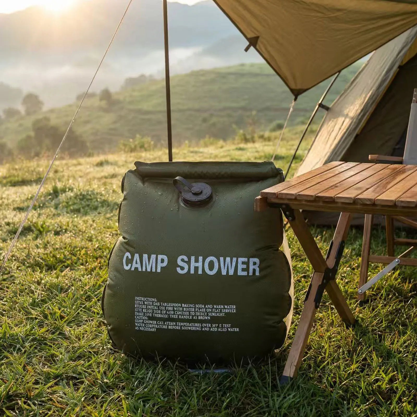 Pvc Water Wash Bag with Removable Hose Nozzle Foldable Travel Shower Water Bag for Camping Hiking Beach Outdoor Activities Qme