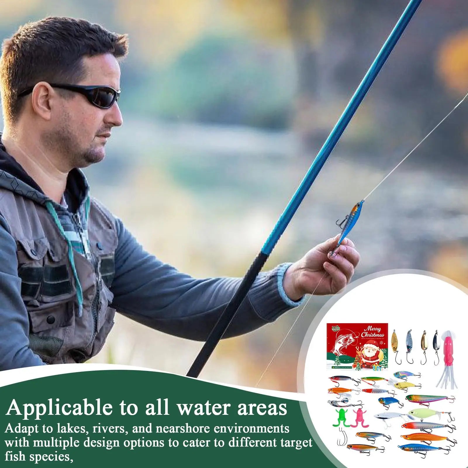 Christmas Calendar 2025 Advent Fishing Accessories Gear Countdown Men Qme