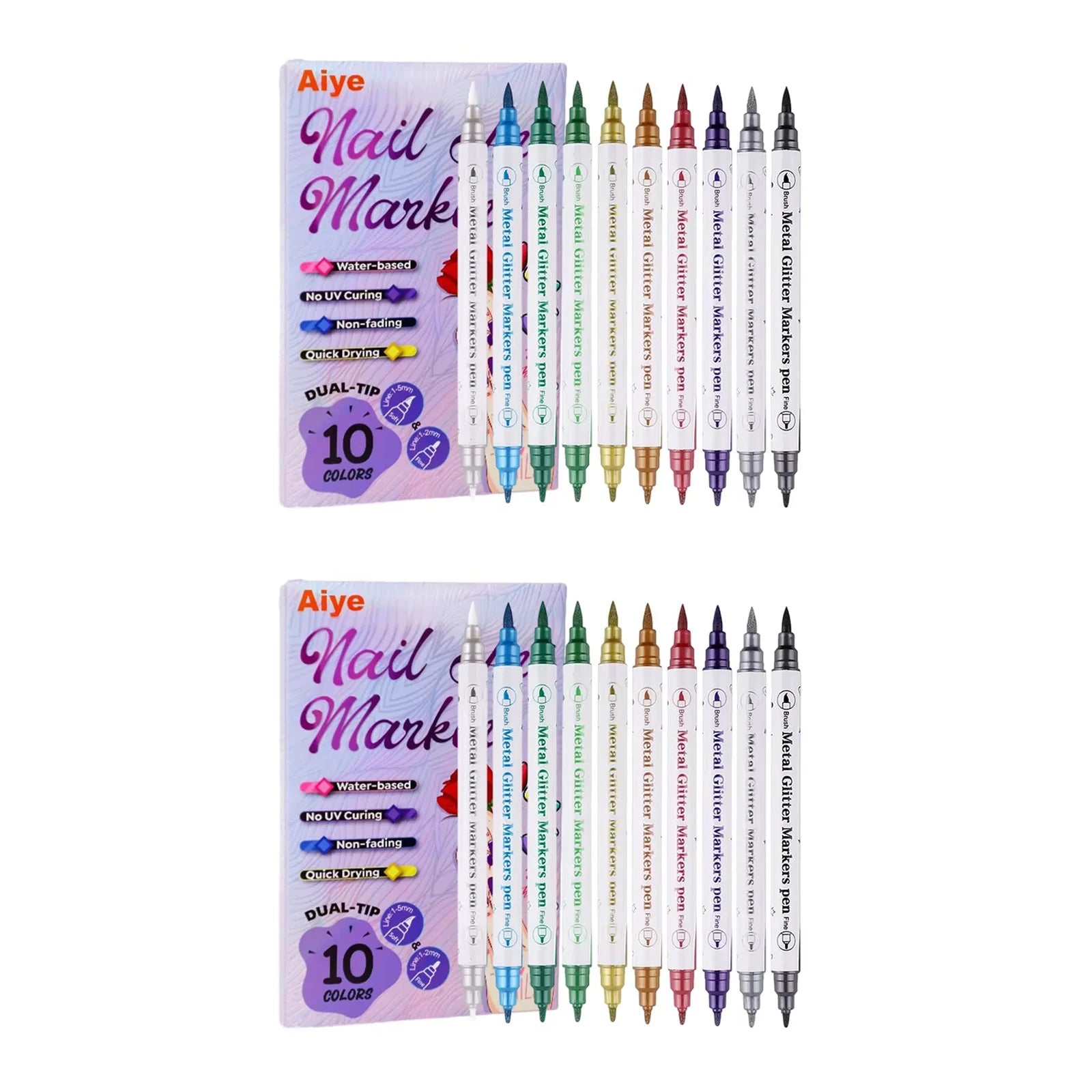 10Pcs/Set DIY Nail Art Graffiti Pen Nail Polish Pens Drawing Painting Point Liner Acrylic Painted Pen Waterproof Quick-drying Qme 2 Sets