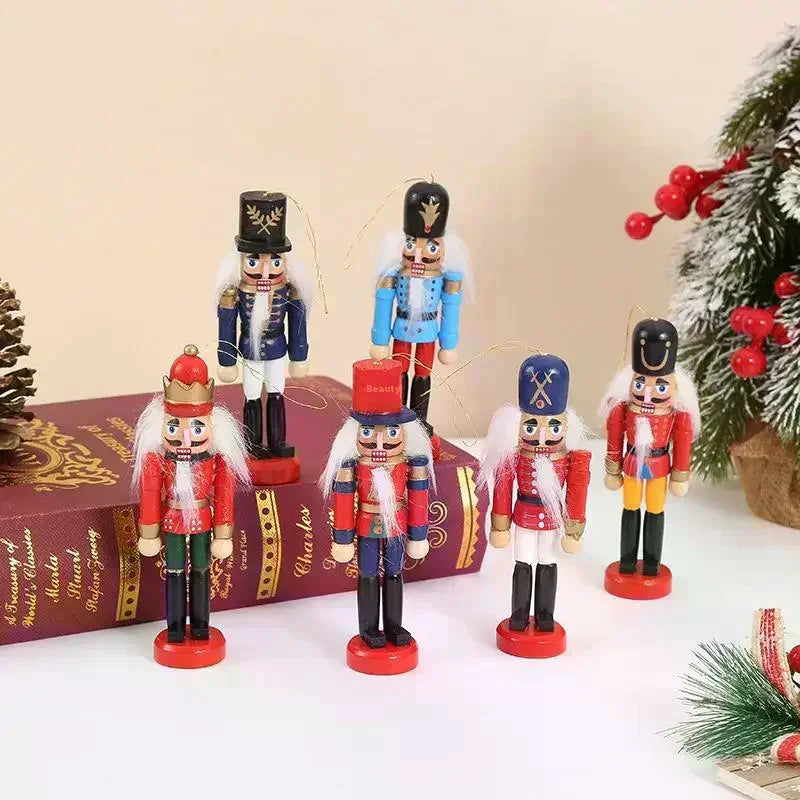 1/3/6Pcs Desktop Decor 12cm Miniatures Nutcracker Puppet Ornaments Cartoon Walnuts Soldiers Band Doll Pendant Christmas Gift Qme