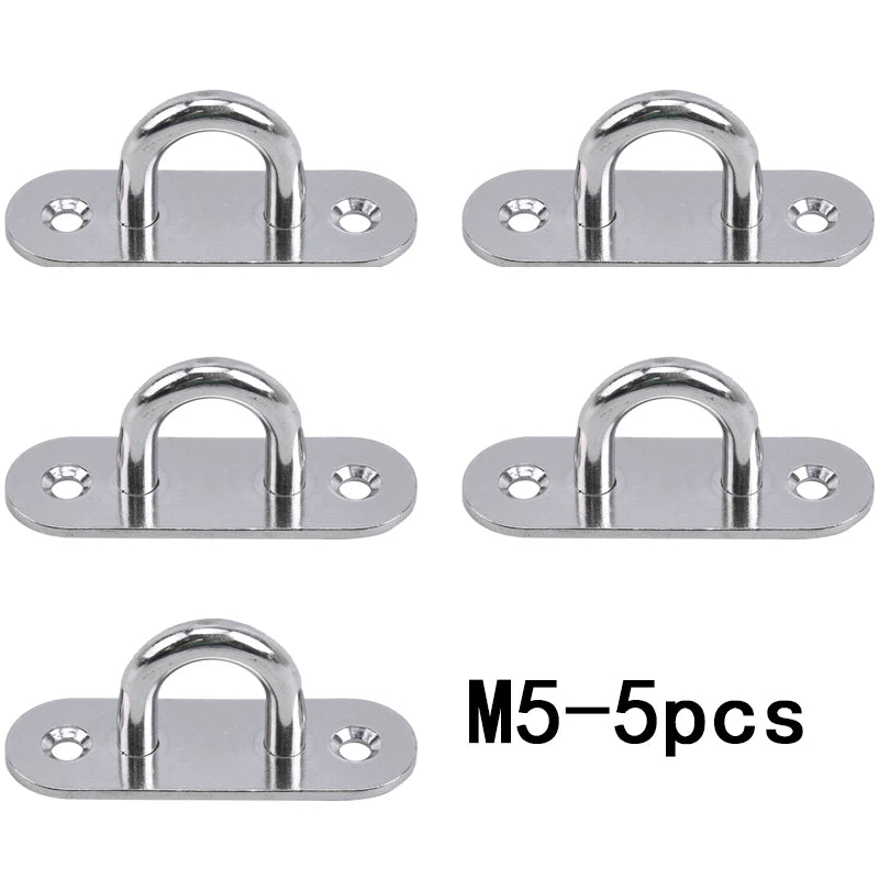 304-M6 M5 M8 Oval Eye Board Marine Deck Buckle Staple Boat Shade Sail Mounting Fastening Set - 304 Marine Grade Stainless Steel Qme M5-5pcs